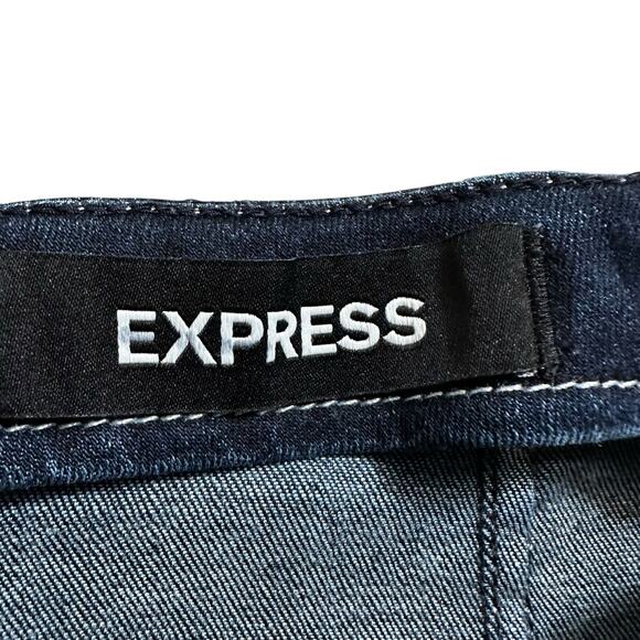Express Women's Slim A-Line Denim Mini Skirt Dark Wash Size 6 High Rise - Picture 4 of 6